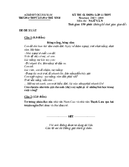 TOP Tài Liệu Ôn Thi HSG Ngữ Văn 11 Phần Nghị Luận Văn Học 20 đề thi olympic Ngữ văn 11 (có đáp án) rất hay