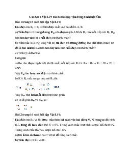 Giải SBT Lý 9 bài 6 Bài tập vận dụng định luật Ôm