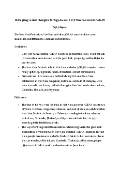 Điểm tương đồng và khác biệt giữa Tết Nguyên Đán ở Việt Nam và các nước ASEAN
