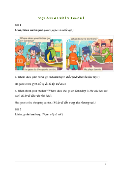 Giải Tiếng Anh lớp 4 Unit 15: Lesson 1 | Global Success