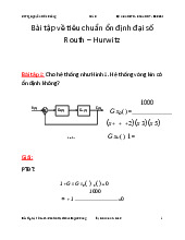 Bài tập về tiêu chuẩn ổn định đại số trong điều khiển tự động. Môn Lý thuyết điều khiển tự động (UET) | Trường Đại học Công nghệ, Đại học Quốc gia Hà Nội.