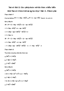 Toán 8 Bài 2: Các phép toán với đa thức nhiều biến - Chân trời sáng tạo