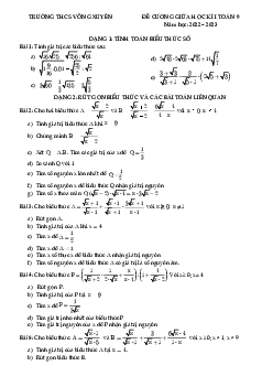 Đề cương giữa học kì 1 Toán 9 năm 2022 – 2023 trường THCS Võng Xuyên – Hà Nội