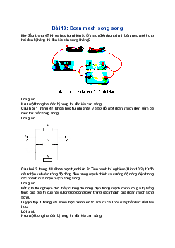 Giải Khoa học tự nhiên 9 Chân trời sáng tạo Bài 10: Đoạn mạch song song