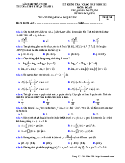 Đề kiểm tra khảo sát Toán 12 năm 2018 – 2019 trường Thuận Thành 1 – Bắc Ninh