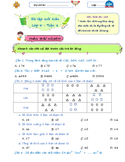 Giải Bài tập cuối tuần lớp 4 môn Toán Chân trời sáng tạo - Tuần 8