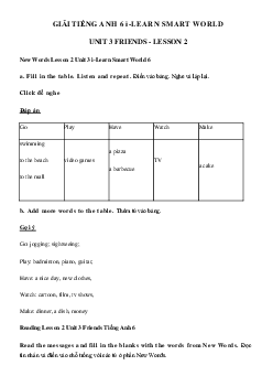Tiếng Anh lớp 6 Unit 3 lesson 2 - Smart World