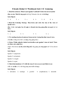 Giải tiếng anh 11 Workbook Unit 1: 1C Listening | Friends Global