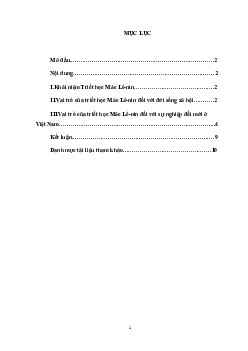 Vai trò của Triết học Mac-Lenin đối với đời sống xã hội và sự nghiệp đổi mới ở Việt Nam | Đại học Gia Định