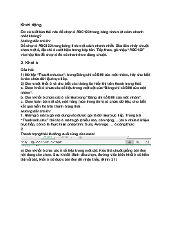 Giải SGK Tin học 7 Bài 3: Làm quen với trang tính (tiếp theo)| Cánh diều