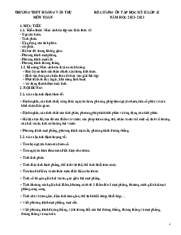 Đề cương học kỳ 2 Toán 12 năm 2022 – 2023 trường Hoàng Văn Thụ – Hà Nội