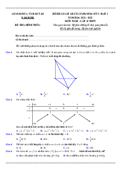 Đề khảo sát chất lượng học kỳ 1 Toán 12 năm 2021 – 2022 sở GD&ĐT Nam Định (đợt 2)