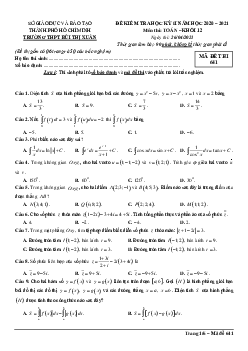Đề thi HK2 Toán 12 năm 2020 – 2021 trường THPT Bùi Thị Xuân – TP HCM