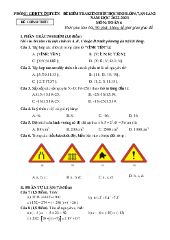 Đề kiểm tra Toán 6 lần 2 năm 2022 – 2023 phòng GD&ĐT Vĩnh Yên – Vĩnh Phúc