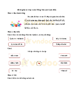 Đề thi giữa kì học kì 1 môn Tiếng Việt | Đề 7 | Cánh diều