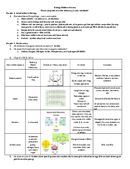 Biology Midterm Review