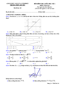 Đề kiểm tra giữa học kì 1 Toán 10 CB năm 2021 – 2022 trường THPT chuyên Vĩnh Phúc