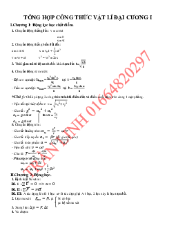 Tổng hợp công thức Vật lý đại cương | Đại học Bách khoa Hà Nội