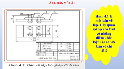 Giáo án điện tử Công nghệ 8 Bài 4 Kết nối tri thức: Bản vẽ lắp