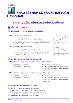 Bài giảng sự đồng biến và nghịch biến của hàm số – Phùng Hoàng Em Toán 12