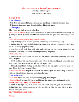 Giáo án GDCD 7 cánh diều bài 3: Quan tâm cảm thông và chia sẻ