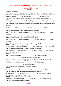 Đề cương ôn tập Lịch Sử Địa Lí 6 giữa HK1 năm học 2022-2023