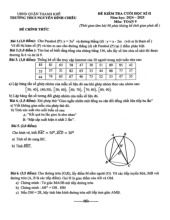 Đề cuối học kì 2 Toán 9 năm 2024 – 2025 trường THCS Nguyễn Đình Chiểu – Đà Nẵng
