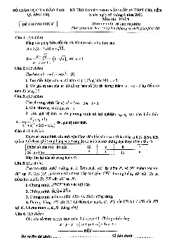 Đề tuyển sinh lớp 10 chuyên môn Toán năm 2021 – 2022 sở GD&ĐT Quảng Trị