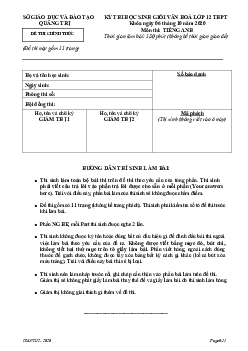 Kỳ thi học sinh giỏi văn hoá lớp 12 THPT Quảng Trị khóa ngày 06 tháng 10 năm 2020 môn thi Tiếng Anh