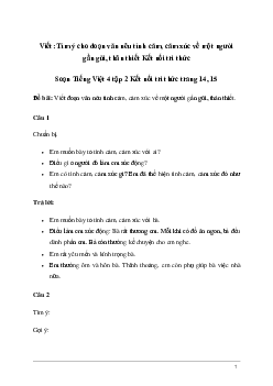 Soạn bài Viết: Tìm ý cho đoạn văn nêu tình cảm, cảm xúc về một người gần gũi, thân thiết | Kết nối tri thức
