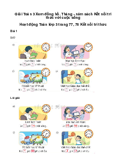 Giải Toán 3 Bài 66: Xem đồng hồ. Tháng - năm | Kết nối tri thức