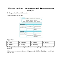 Tiếng Anh 7 Friends Plus Workbook Unit 4 Language Focus trang 27