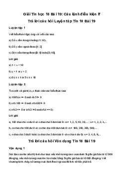 Tin học 10 Bài 19: Câu lệnh điều kiện If - Kết Nối Tri Thức