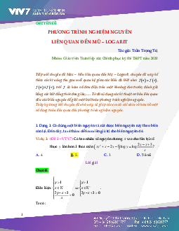 Phương trình nghiệm nguyên liên quan đến mũ – logarit – Trần Trọng Trị