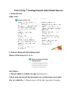 Unit 12 lớp 7 Getting Started sách Global Success