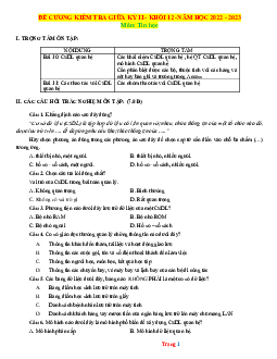 Đề cương ôn tập Tin 12 giữa học kỳ 2 năm 2022-2023