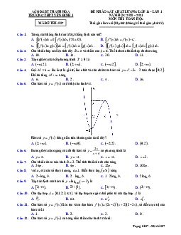 Đề KSCL Toán 12 lần 1 năm 2020 – 2021 trường Yên Định 1 – Thanh Hóa