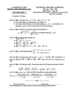 Đề thi HSG Toán 10 cấp trường năm 2018 – 2019 trường Yên Phong 2 – Bắc Ninh