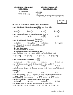 Đề thi HK1 Toán 10 năm học 2019 – 2020 sở GD&ĐT Bình Phước