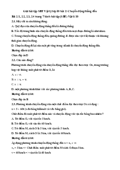 Giải bài tập SBT Vật lý lớp 10 bài 2: Chuyển động thẳng đều