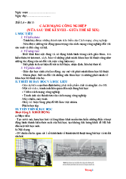 Giáo án Lịch Sử 8 kết nối tri thức bài 3 Cách Mạng Công Nghiệp (nửa sau thế kỉ XVIII–giữa thế kỉ XIX)