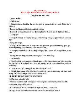Giáo án Địa lí 7 Bài 6: Đặc điểm dân cư, xã hội châu Á sách Chân trời sáng tạo
