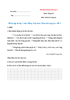 Đề ôn tập hè lớp 3 môn Tiếng Việt sách Chân trời sáng tạo - Số 5