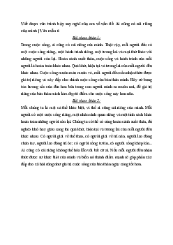 Viết đoạn văn trình bày suy nghĩ của em về vấn đề: Ai cũng có cái riêng của mình | Văn mẫu 6
