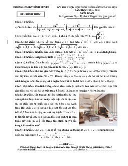 Đề học sinh giỏi Toán 9 năm 2023 – 2024 phòng GD&ĐT Bình Xuyên – Vĩnh Phúc