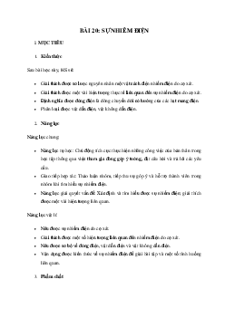 Giáo án Khoa học tự nhiên 8 Bài 20: Sự nhiễm điện | Cánh diều