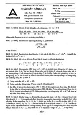 Đề khảo sát năng lực Toán 9 NC năm 2024 – 2025 trường Archimedes School – Hà Nội