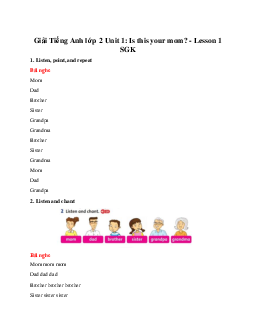 Unit 1: Is this your mom? - Lesson 1 SGK | Tiếng anh 2 Family and Friends