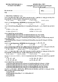 Đề kiểm tra 1 tiết Hình học 11 chương 3 (Quan hệ vuông góc) trường Nho Quan A – Ninh Bình
