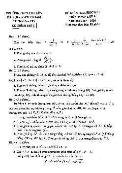 Đề thi HK1 Toán 9 năm 2019 – 2020 trường THPT chuyên Hà Nội – Amsterdam